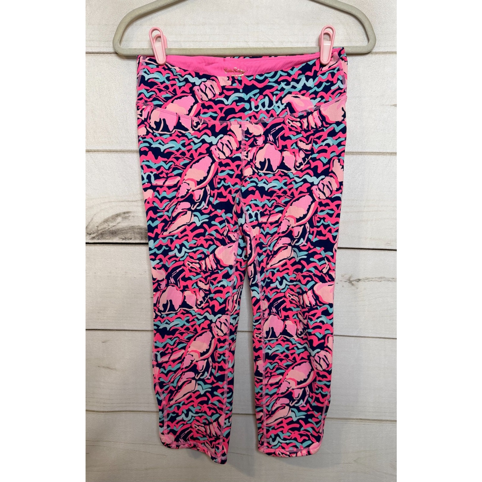 Lilly Pulitzer Athletic Luxletic Leggings Lobstah Roll M Vibrant Neon